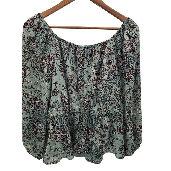 Maurices Womens Floral Multicolor Off The Shoulder Blouse Top Size M Long Sleeve - Picture 4 of 12